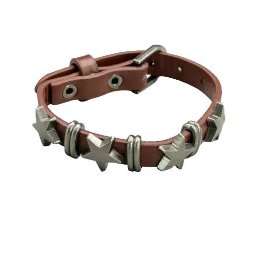 Punk Hip Hop Rock PU Leather Bracelet Unisex Trendy Chain Skull Pentagram Rivet Bracelet Party Jewelry Accessories