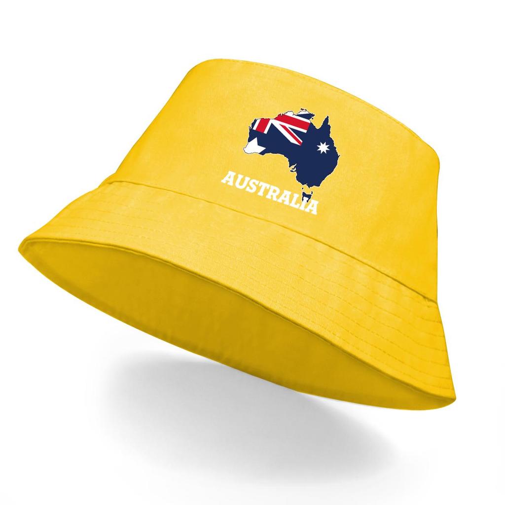 Bucket Hat With Flag Of Australia Map Print , Commonwealth Blue Ensign Women's Hat Lightweight Polyester Simple Basin Cap