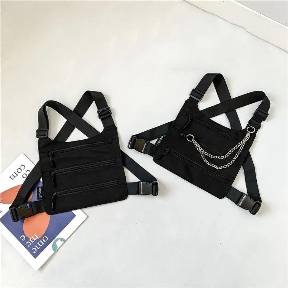 Large Capacity Man' s Vest Bag Nylon Message Crossbody Pouch Zipper Men Chest Bag  Outdoor