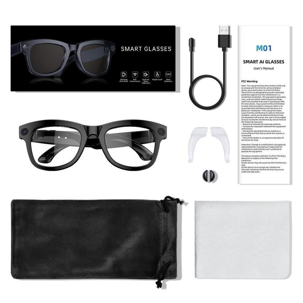 Smart Glasses with HD 500W Camera, WiFi, Object Recognition, and AI Translation