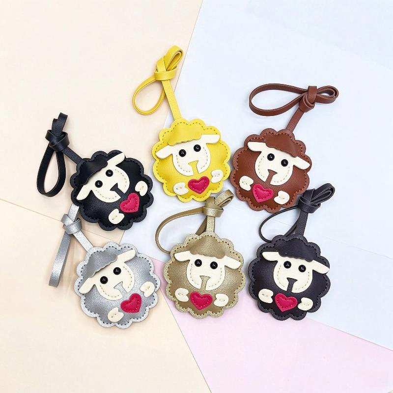 Cute Leather Sheep Shape Bag Charm For Backpack Purse Decor Sheep Hanging Ornament For Girls Gift