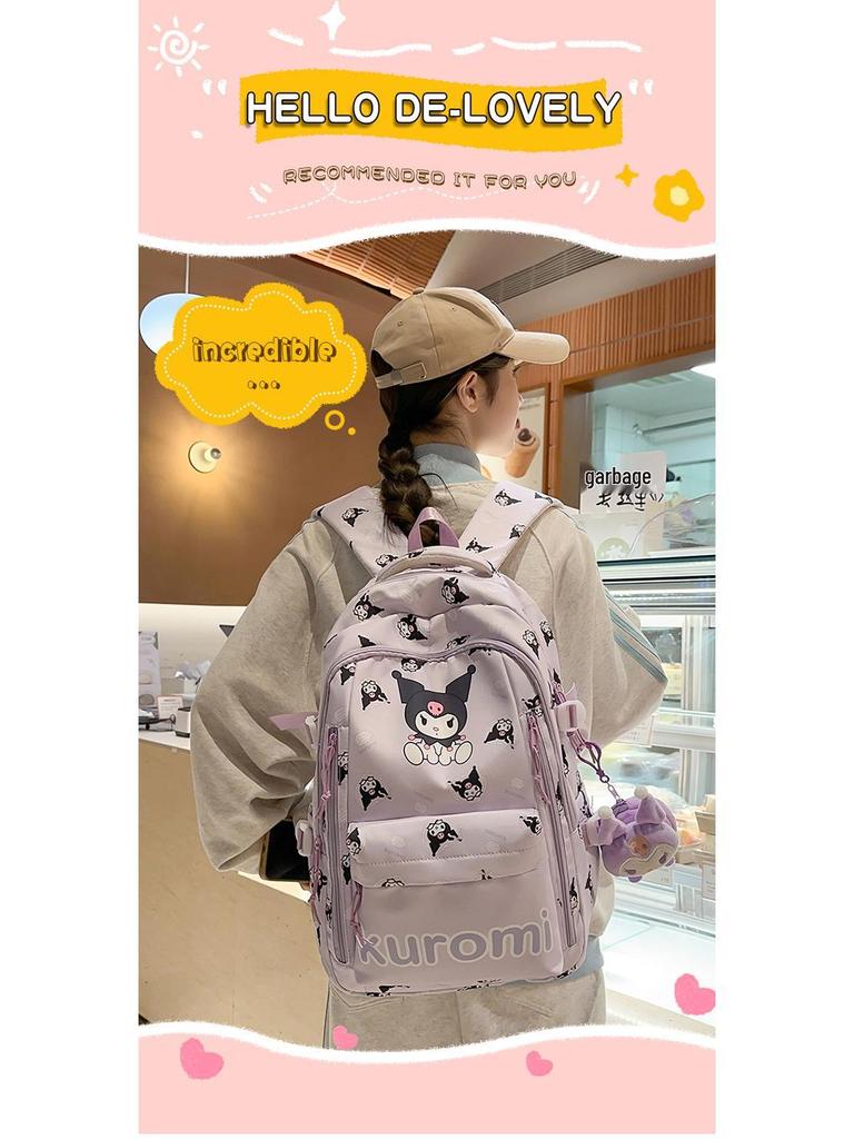 Sac à dos pour enfants à grande capacité avec imprimé mignon transfrontalier pour collège - Sac de voyage léger pour femmes