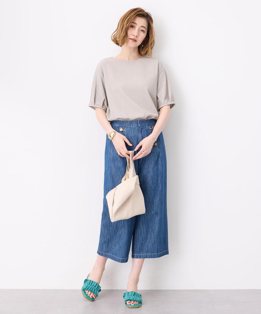 Petit Honfleur Soccer Stripe Pullover Beige Women's 521120,