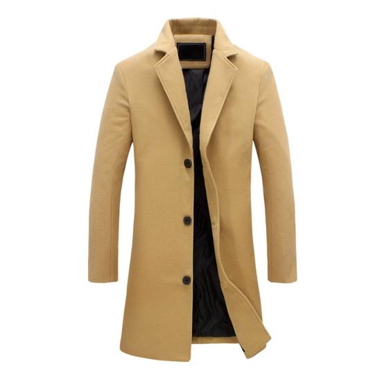Decorative Men Jacket Easy Match Polyester Single Breasted Men Overcoat for Winter
