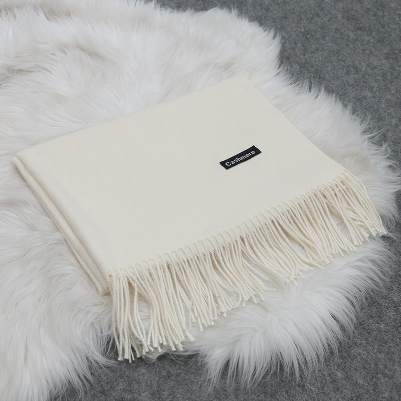 70 * 190cm Autumn And Winter New Imitation Cashmere Solid Color Scarf, Big Red Solid Color Shawl, Warm Dual-Use Scarf For Women