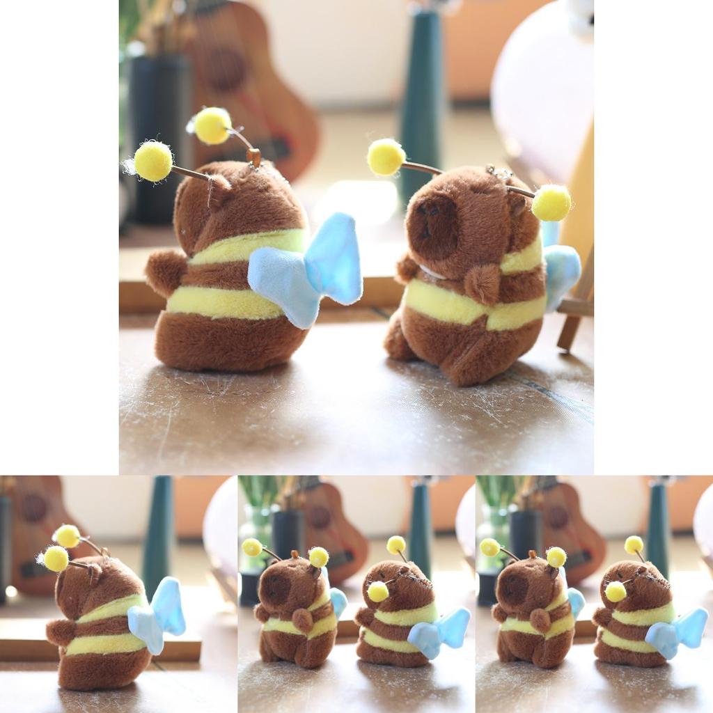 Bee Capybara Plush Keychain Vibrating Wings Pp Cotton Super Soft Stuffed Animal Bag Charm Gift