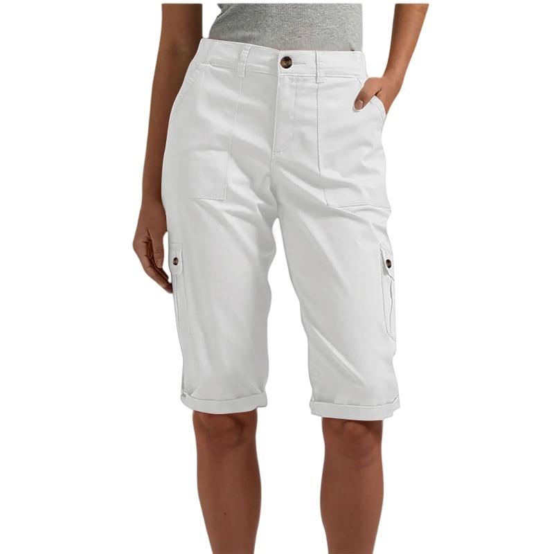 Women's Stylish Cargo Shorts Spring Summer Casual Fashion Solid Color Pocket Overalls Slim Straight Leg Five Quarter Pants