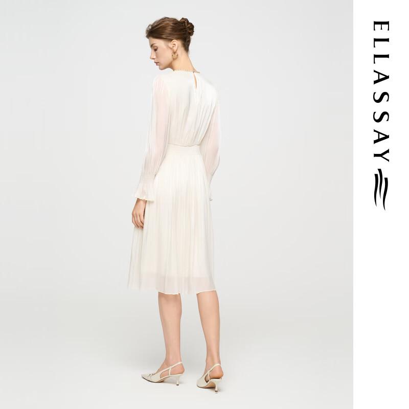 ELLASSAY 2025 Early Autumn French Shimmer Bell Sleeve Dress