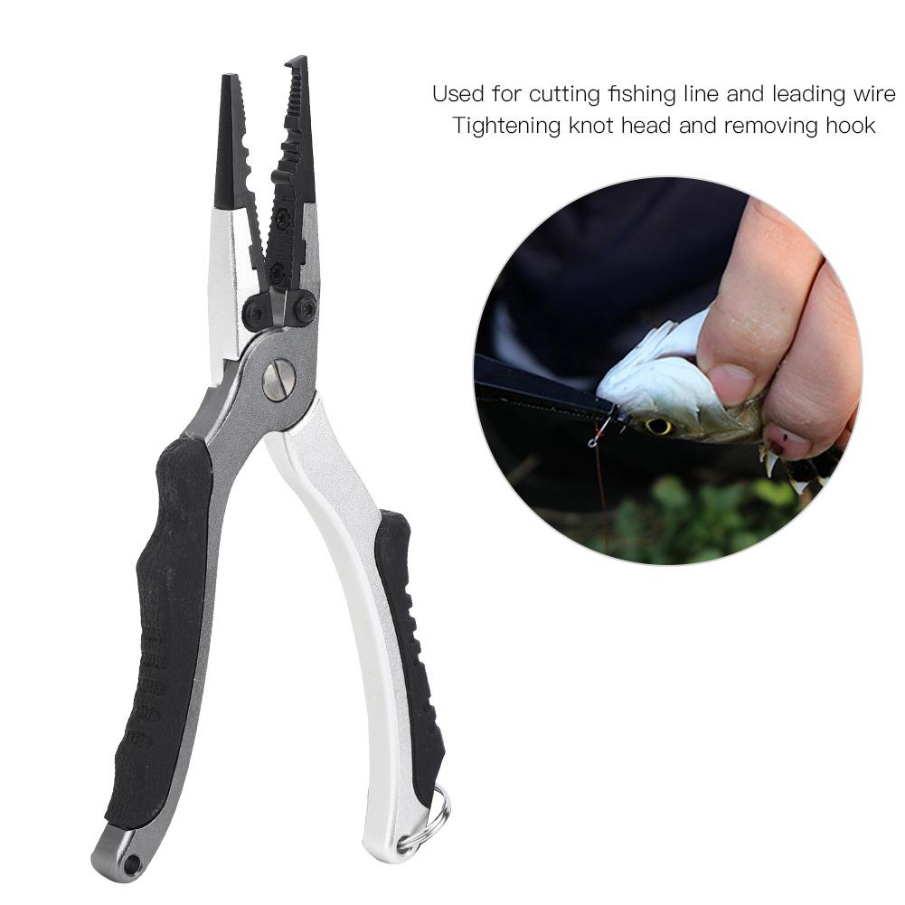 Rubber Handle Aluminium Alloy Casting Anti skid Easy Opening Ring Fishing Pliers Hook Remover Tool with Storage Bag