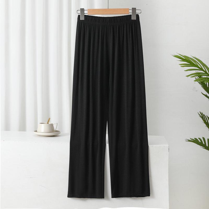 Women's High Waist Korean Style Wide-Leg Modal Pants - Versatile Summer Casual Straight-fit Trousers
