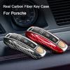 Pour Macan Cayenne Panamera 911 718 Cayman Boxster Taycan 2010-2018 2024 Coque de boîtier de clé en fibre de carbone véritable