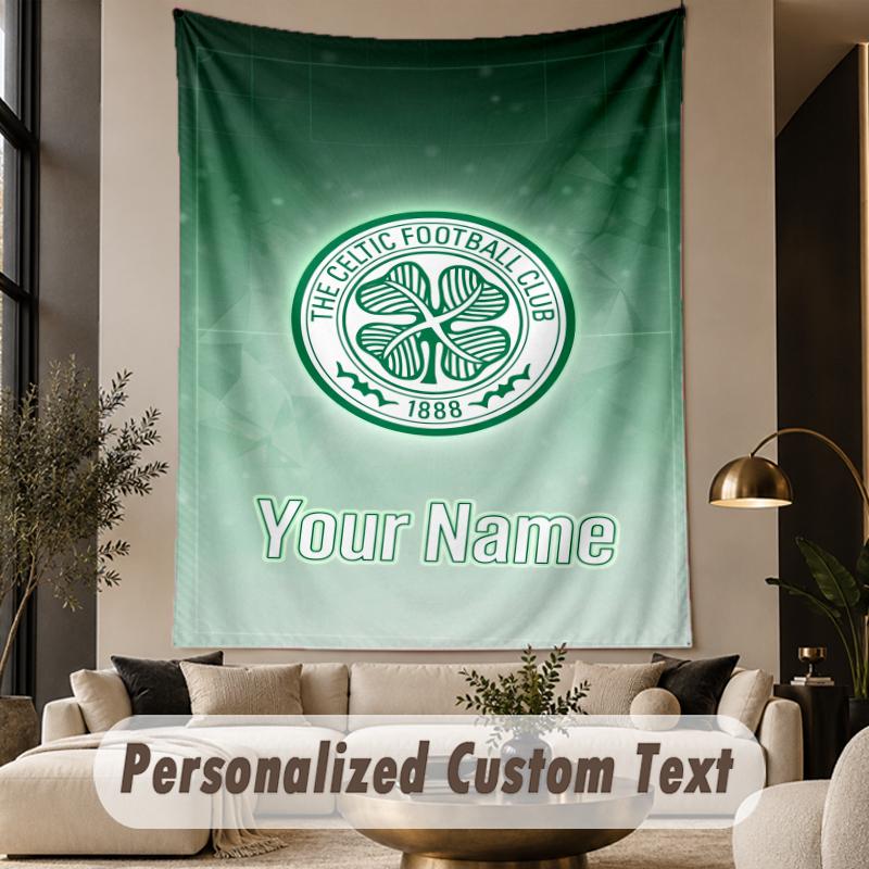 Custom Text Tapestry Celtic FC Print Wall Tapestry Indoor Living Room Wall Decor