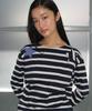 RONRON Star Patch Applique Long Sleeve Navy Stripe