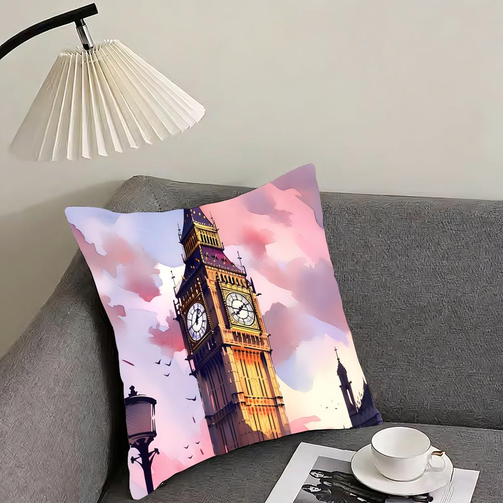 London Fashion Cushion Cover Pillowcase Ultra Soft Skin Friendly Fabric Cloud Like Comfort  Concealed Zipper