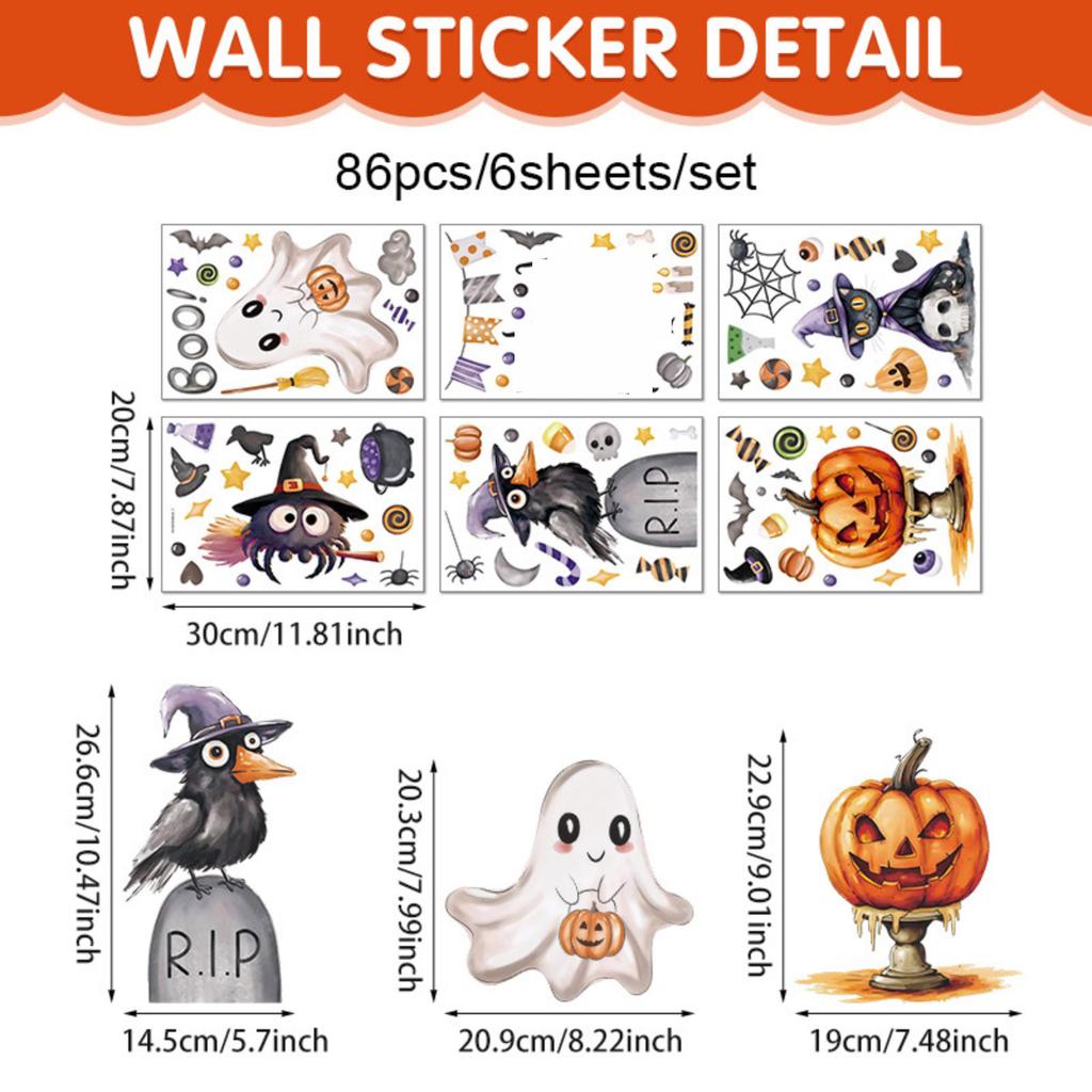 Halloween Static Cling Window Stickers - Decals for Living Room, Bedroom, Party Decor