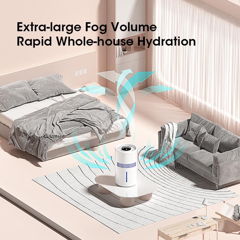 Intelligent 4L Large Capacity Negative Ion Fog Free Air Humidifier Purifies 350ml/H with Low Noise and Diffusion for Fresh Air