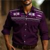Tribal Pattern Long Sleeve Shirt, Casual Western Style, Ideal For Daily Wear