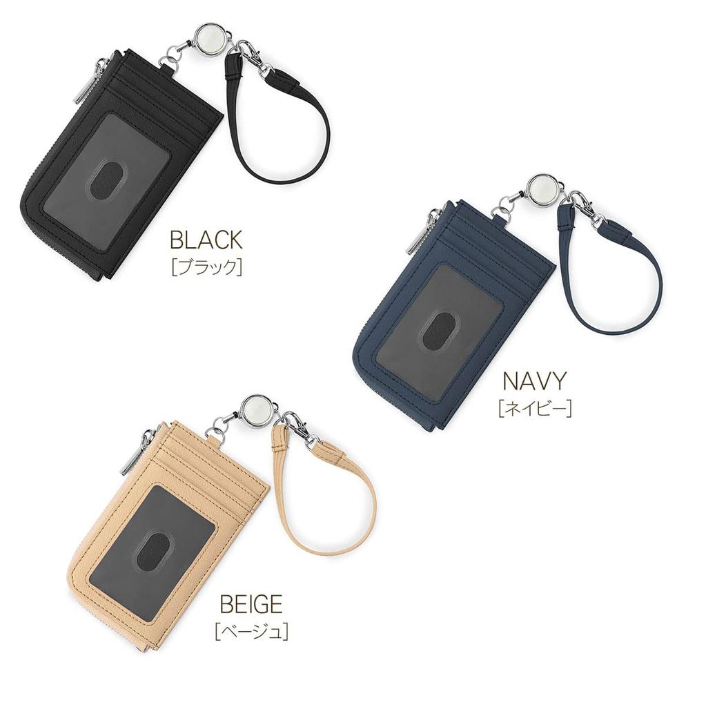 Blanc Pomme Reel Pass Case for Men and Small Mini Wallet with Reel Coin Small Coin Women, Wallet, Strap, Purse, Case, bp-7001 (Black)