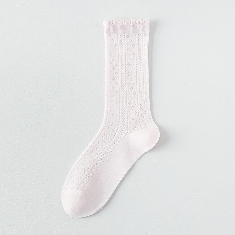 Female Summer Thin Breathable Mesh Boneless Loose Mouth In The Tube Stack Socks