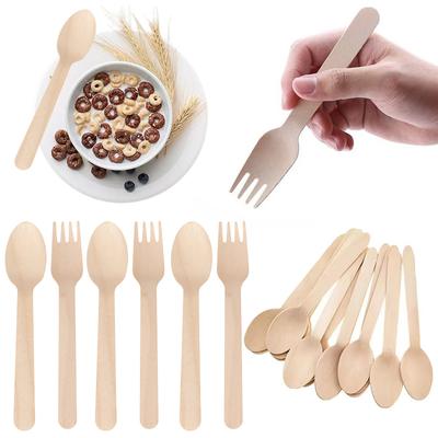 14cm Einweg Holzgabel Löffel 50/100 Stück Packung Tischgeschirr Zuhause Büro Restaurant Camping Picknick Reise Leichtes Besteck ZYF