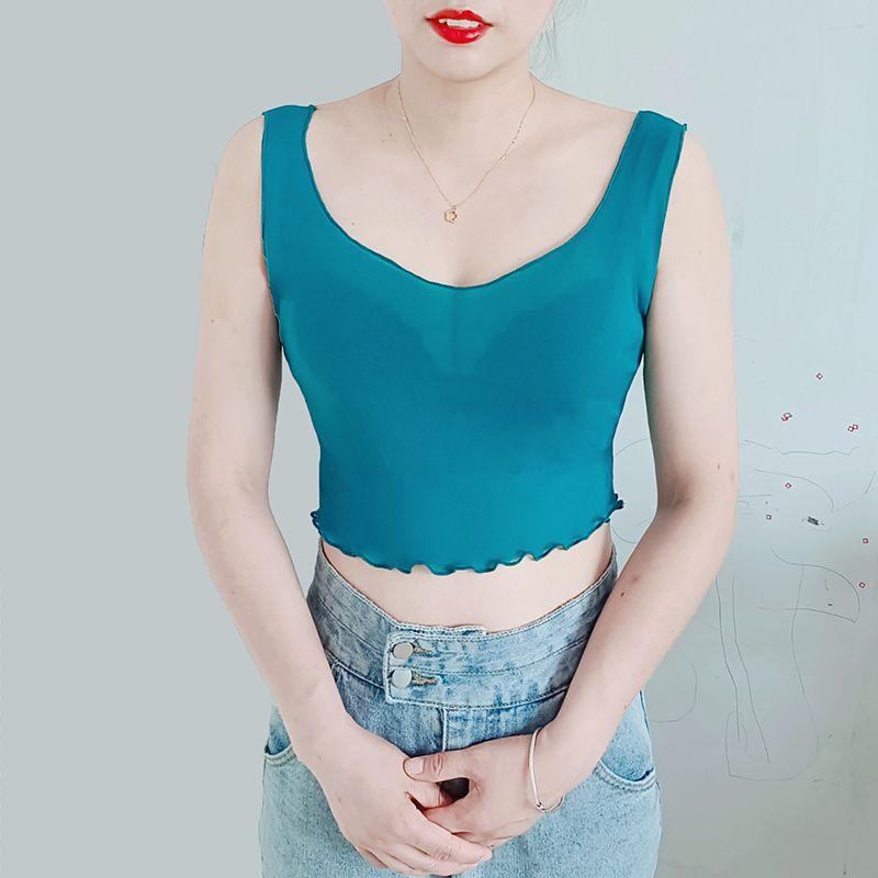 

Сексуальная прозрачная тонкая футболка-сетка на бретелях Blue S