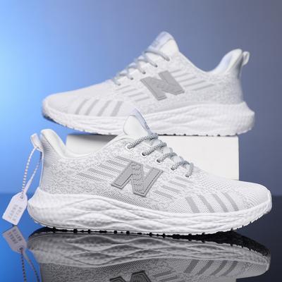 2025 Men's Shoes Breathable Summer Fly-woven Fashion Casual Shoes Low-top Lace-up Student Sports Shoes Kata Shark White Shoes