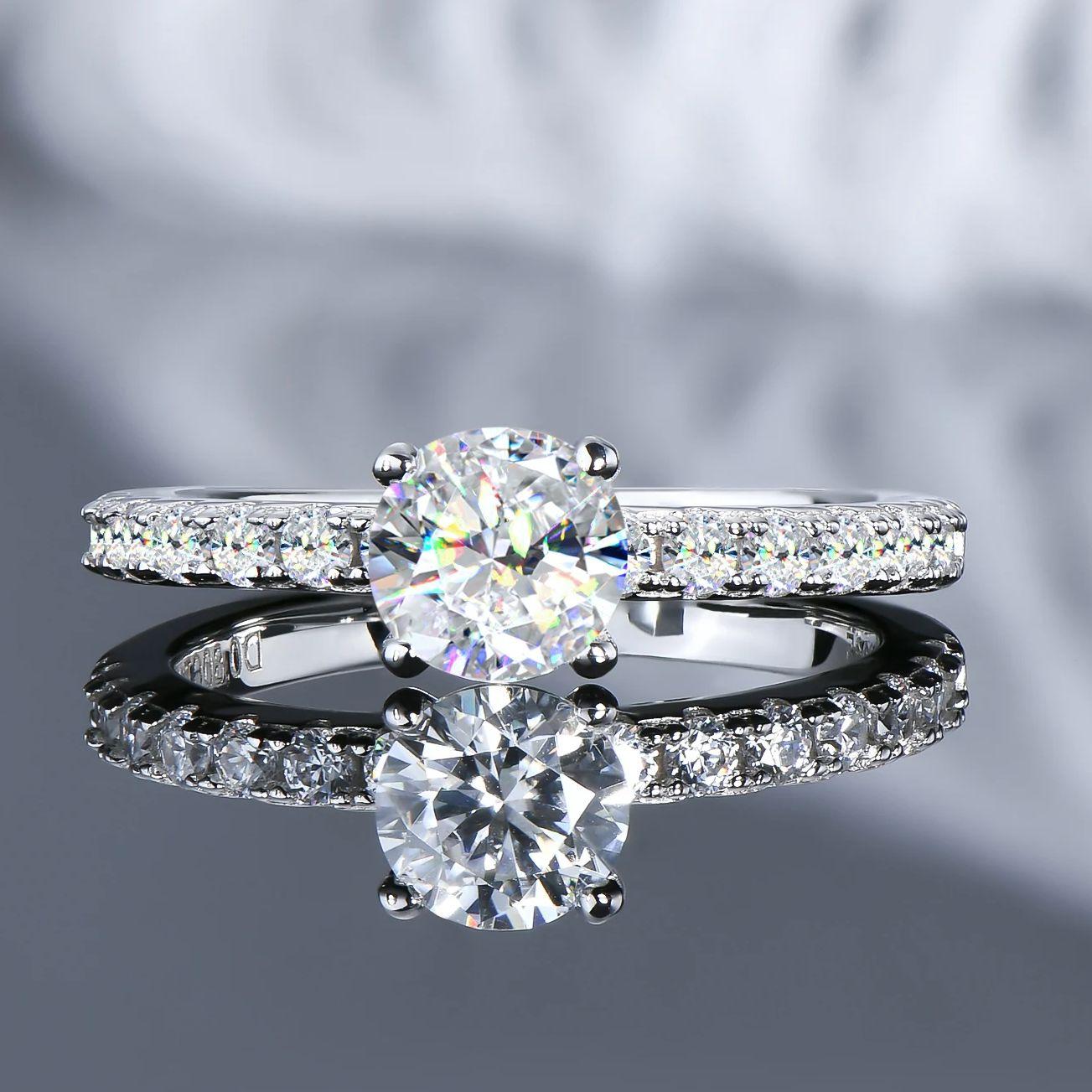 

Real 925 Sterling Silver 6mm Round D Color Moissanite Engagement Ring for Women Promise Finger Rings Wedding Jewelry Certificate 5&6.0mm moissanite