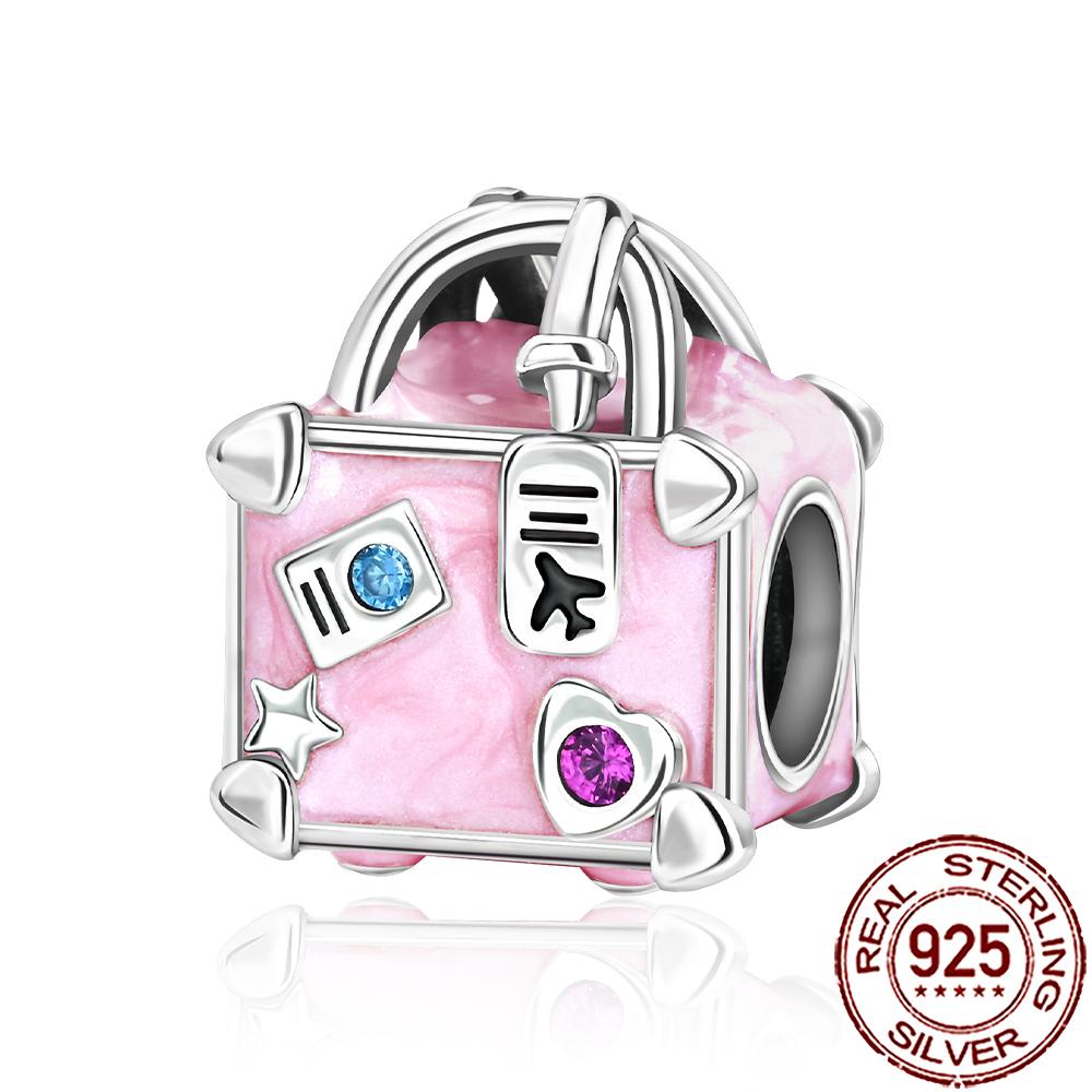 New Charms Copper Airplane Globe Suitcase Air Balloon Travel Beads Fit Original Bracelet Necklace Diy Jewelry