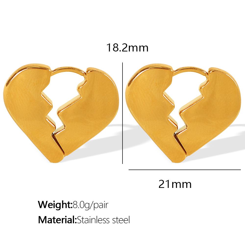 European and American hot-selling gold heartbreak earrings, ear buckles, geometric simplicity, versatile metal ear buckles, earrings