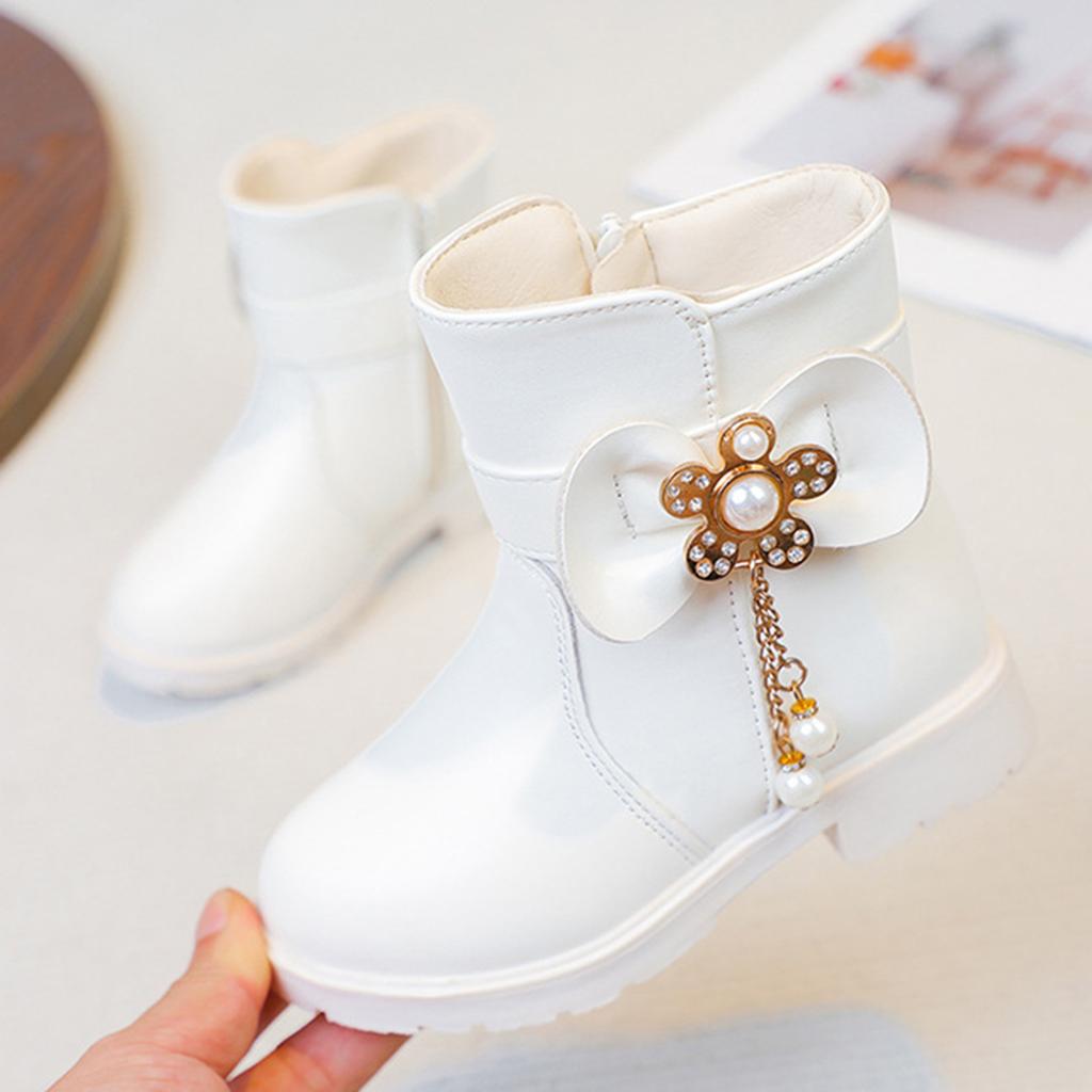 Children's Boots, Single Boots, British Snow Boots, Girls' Suede Side Zipper Boots, Midsole Boots