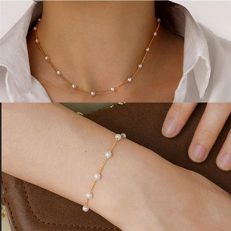 

Beads Zircon Set Women s Necklace Bracelet Set Fashion Trendy Short Choker Zircon Gift for Friend Wholesale Dropshipping