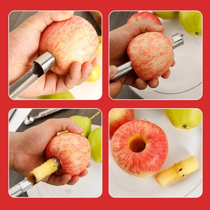 4 Stück Edelstahl Obstentkerner und Kernentferner Werkzeug Küchenhelfer