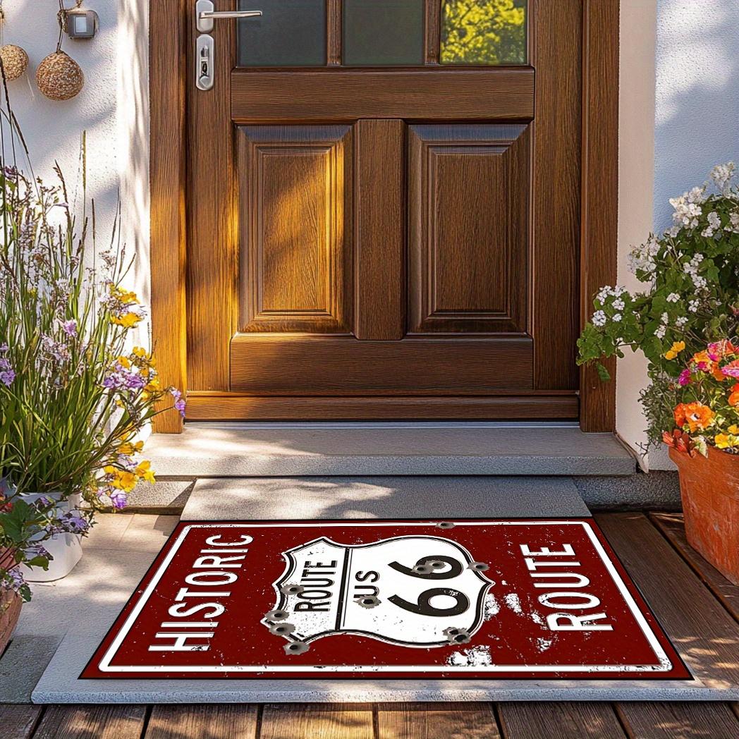 

Route 66 Vintage Motorcycle Print Non-Slip Rug, Large Area Mat for Living Room Bedroom Bathroom Kitchen Decor 40x60cm