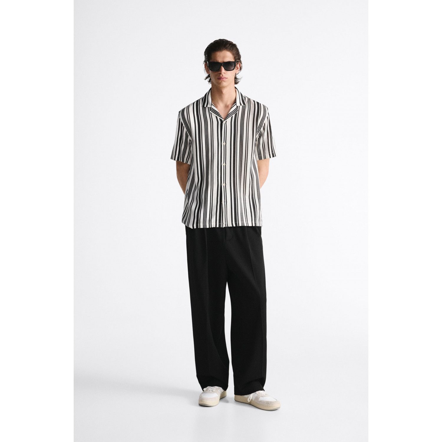 

STRIPED VISCOSE - LINEN SHIRT