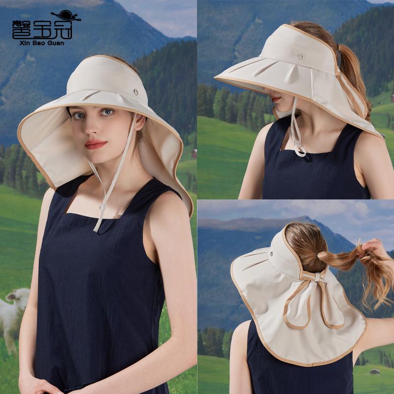 Summer outdoor sun hat colored glue big brim empty top hat seaside vacation shawl neck protection sun protection bucket hat