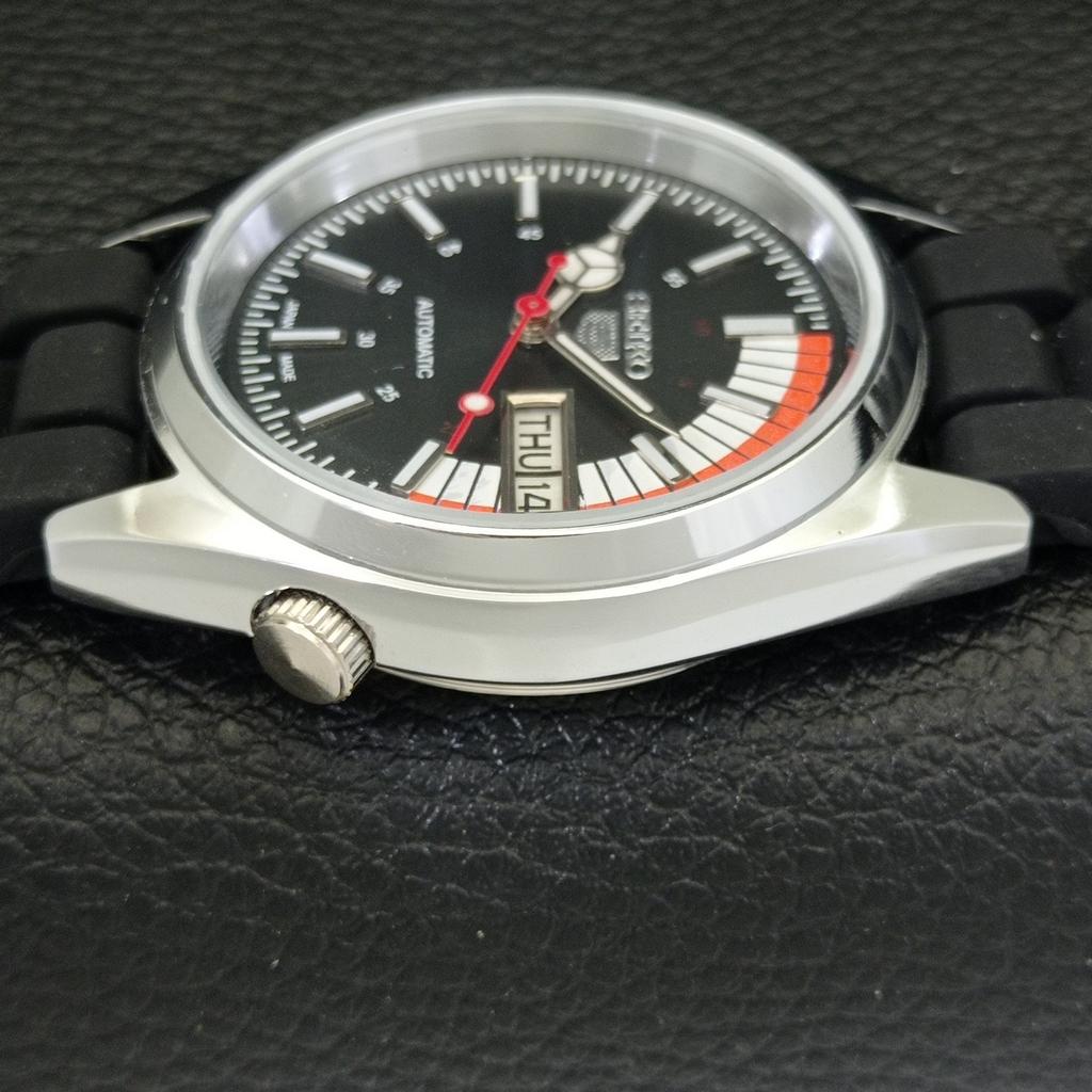 REFURBISHED SEIKO 5 AUTOMATIC 6309A VINTAGE JAPAN MENS BLACK WATCH a441131-4 Sk-a441131