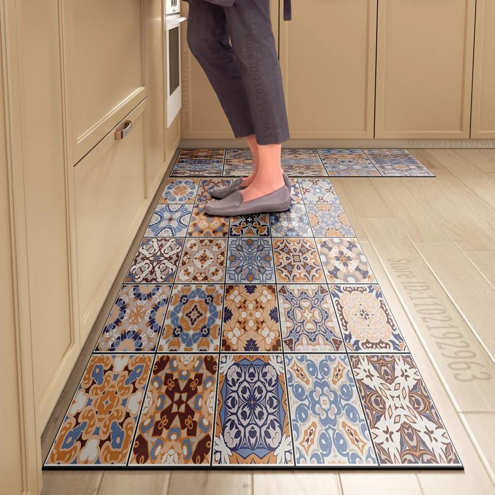 1PCS Kitchen Floor Mat Waterproof, Anti-skid, Anti-dirty Foot Mat Household Door Mat Crystal Velvet Long Strip Carpet Door Mats