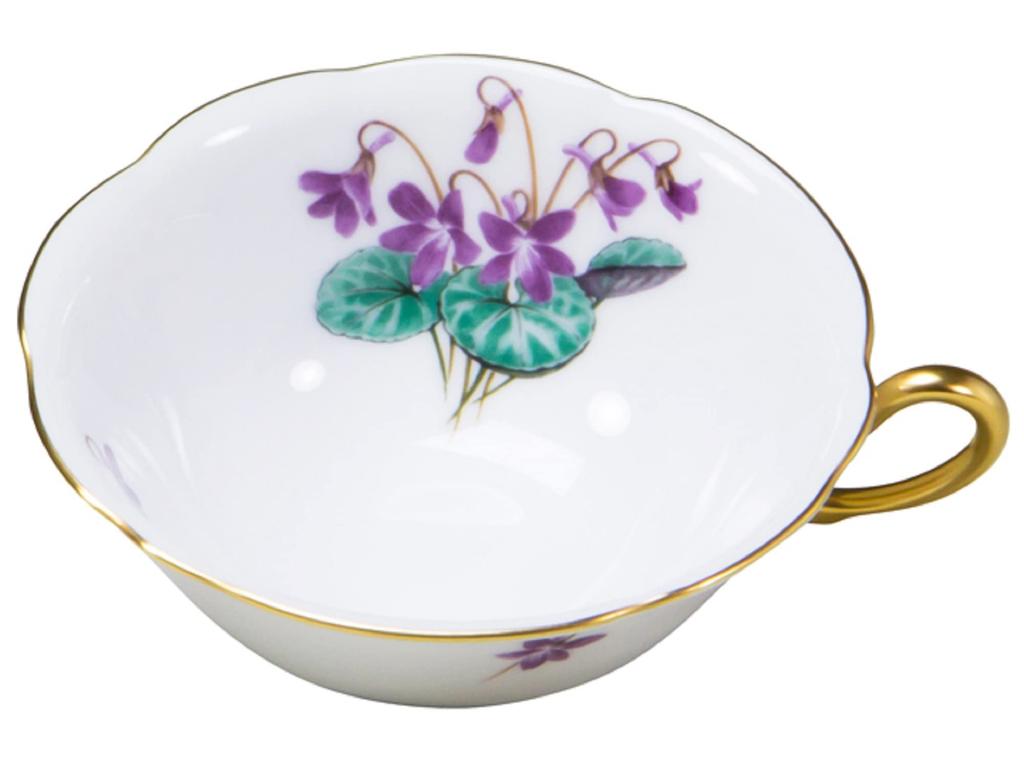 Okura Flavored Tea Cup and Made in Pottery's "Furigenji Sumire" Saucer, Coffee/Tea, Approx. 180cc, Japan, 94C/C260-5