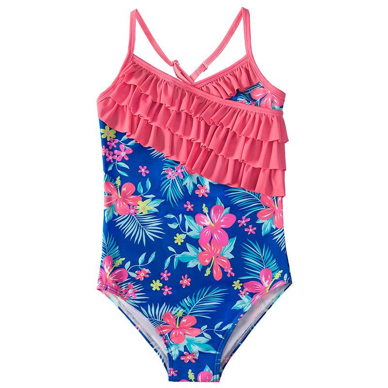 2023 Floral Ruffle One-Piece Swimsuit for Girls