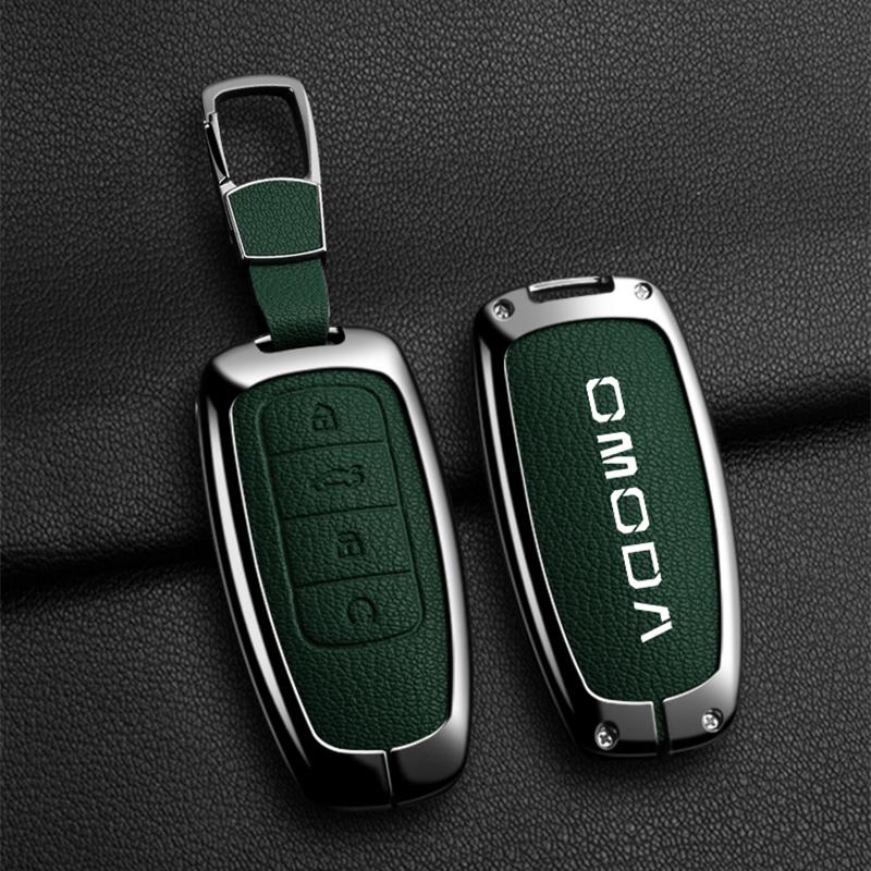 Zinc Alloy Leather Car Key Case, For Chery Omoda C5 E5 C9 5 9 Ev Phev 7 8 Pro Plus , Protected Keychain Bag, Car Accessories