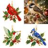 Winter Bird Gift for Friends Christmas Ornament, 2D Acrylic Hanging Decor with Gold Edge, Festive Garlands Red Hummingbird Blue Jay, Holiday