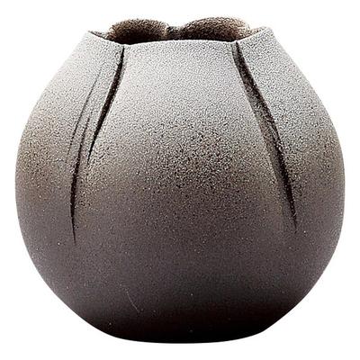 Shigaraki Ware Hechimon Flower Vase, Large, Round, Brown and White, with a Snow Bud Design, Ceramic, MR-1-2535