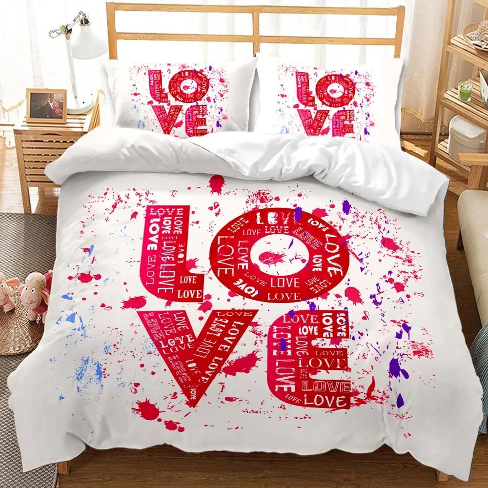 Red Lip Duvet Cover Set Red Lip Lipstick Sexy Adult Couple Comforter Cover Valentine's Day Gift for Lover Polyester Qulit Cover