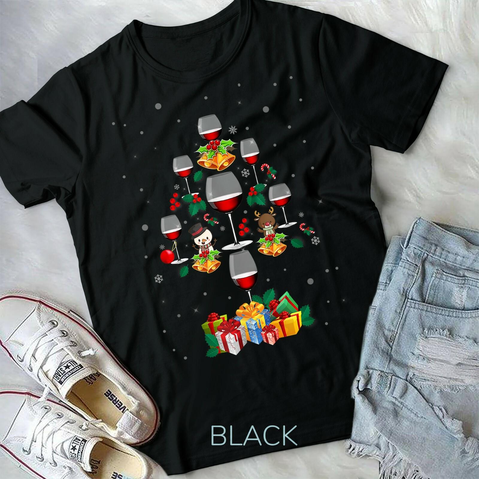 Wine Christmas Tree Xmas Ornament Decor Funny Gits Unisex Form T-shirt L