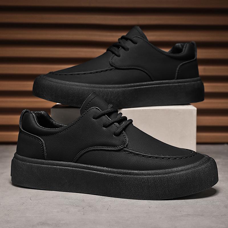 

2025 spring new leather trend versatile casual lazy one-pedal leather shoes men s shoes platform non-slip board shoes 44