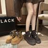 Vintage Thick-soled Lace-up Martin Boots Women's 2025 Autumn New Fashion Tooling Rhubarb Boots Maillard Short Boots