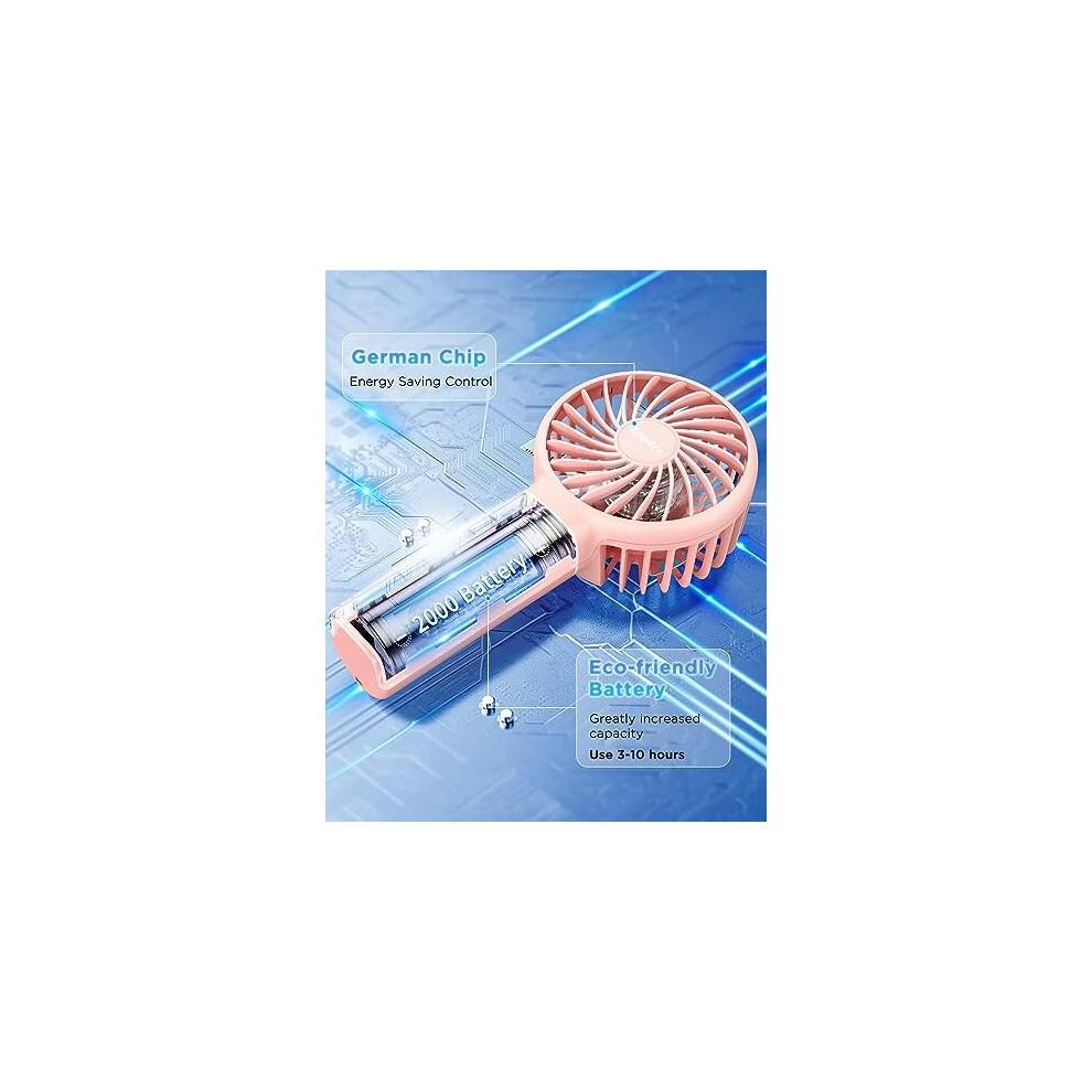 Mini Handheld Fan, Portable Personal Pocket Fan Lifetime Service Powerful Wind 3 Speeds with Lanyard and Detachable Base Cooling Desk Fan for Kids