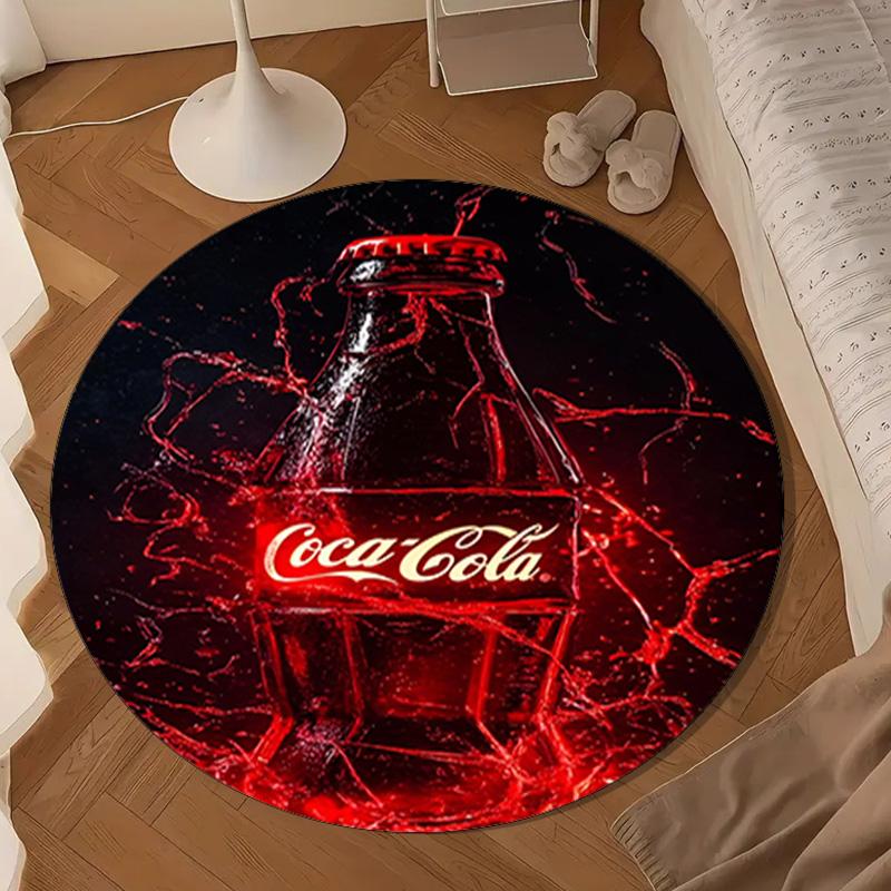 Coca-Cola Artwork Design Runde Matte Heimdekoration, Stuhlmatte Für Wohnzimmer, Schlafzimmer, Fußmatte Heimdekoration Geburtstagsgeschenk Weihnachtsgeschenke