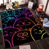 Colorful Neon Cats Pattern on Black Background Carpet1Cute Cartoon Cat Faces Design Suitable for use as an anti-slip1 for1room and bedroom sofas