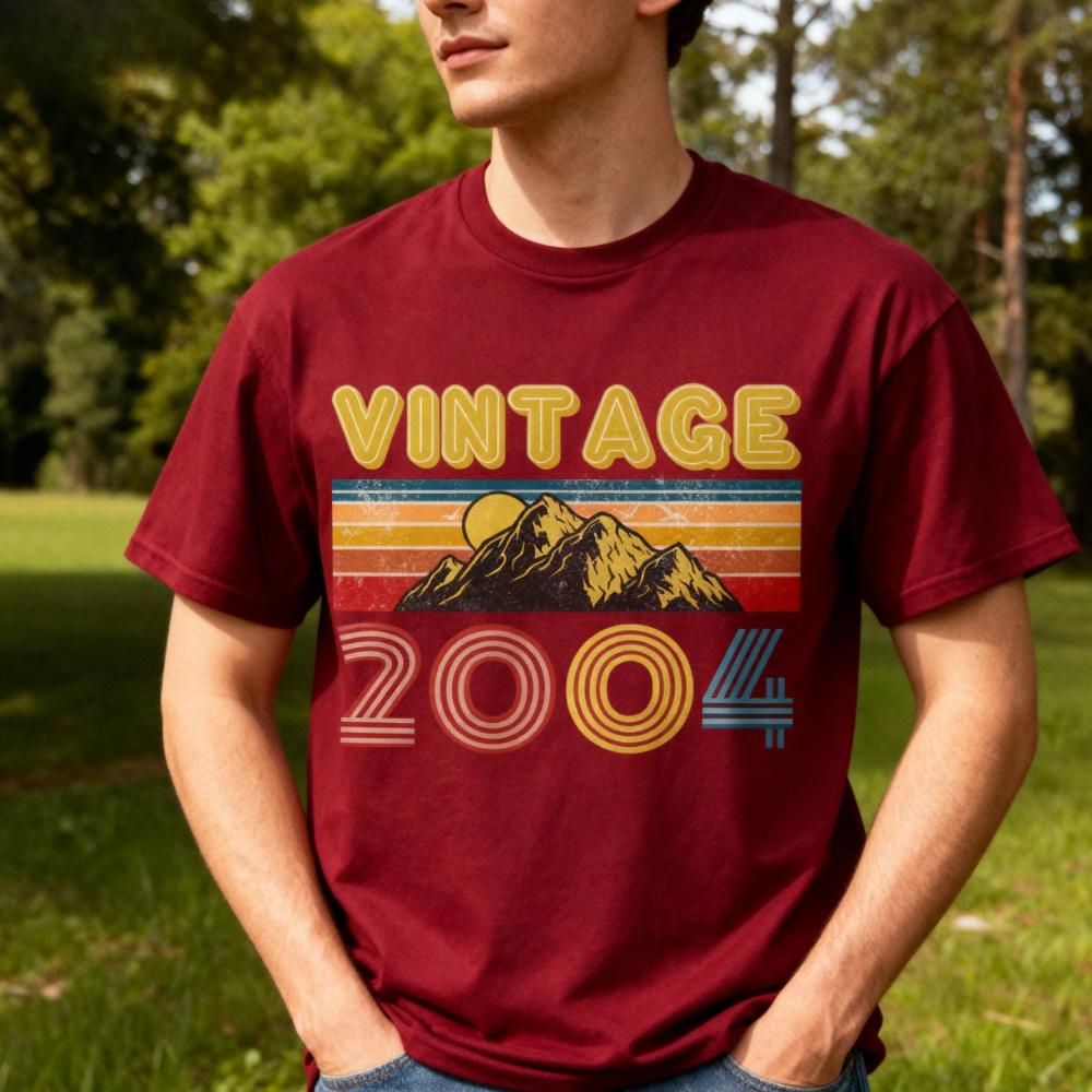 

2004 Personalised Vintage Birthday Graphic Print Tshirts Classic Aesthetic Mountain Streetwear Tee Woman Man Cotton Tops - M... S разноцветный